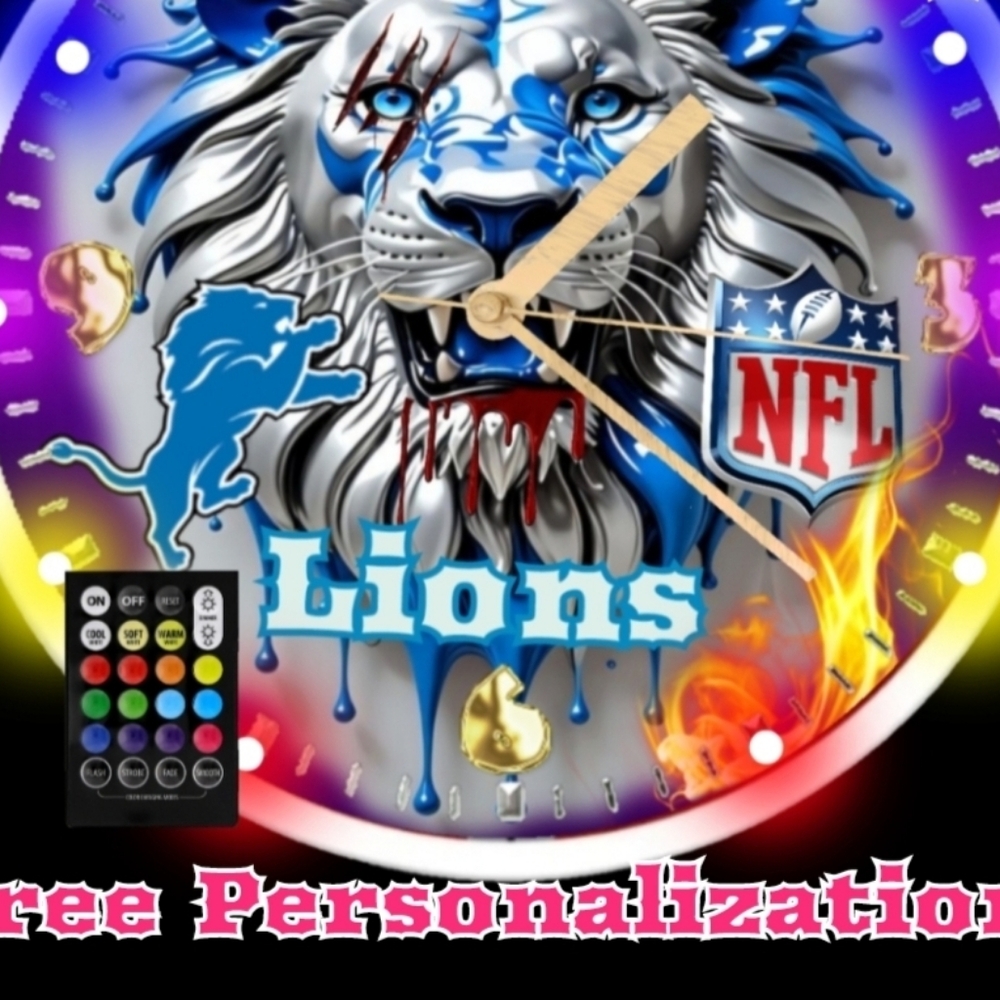 Detroit lions clock